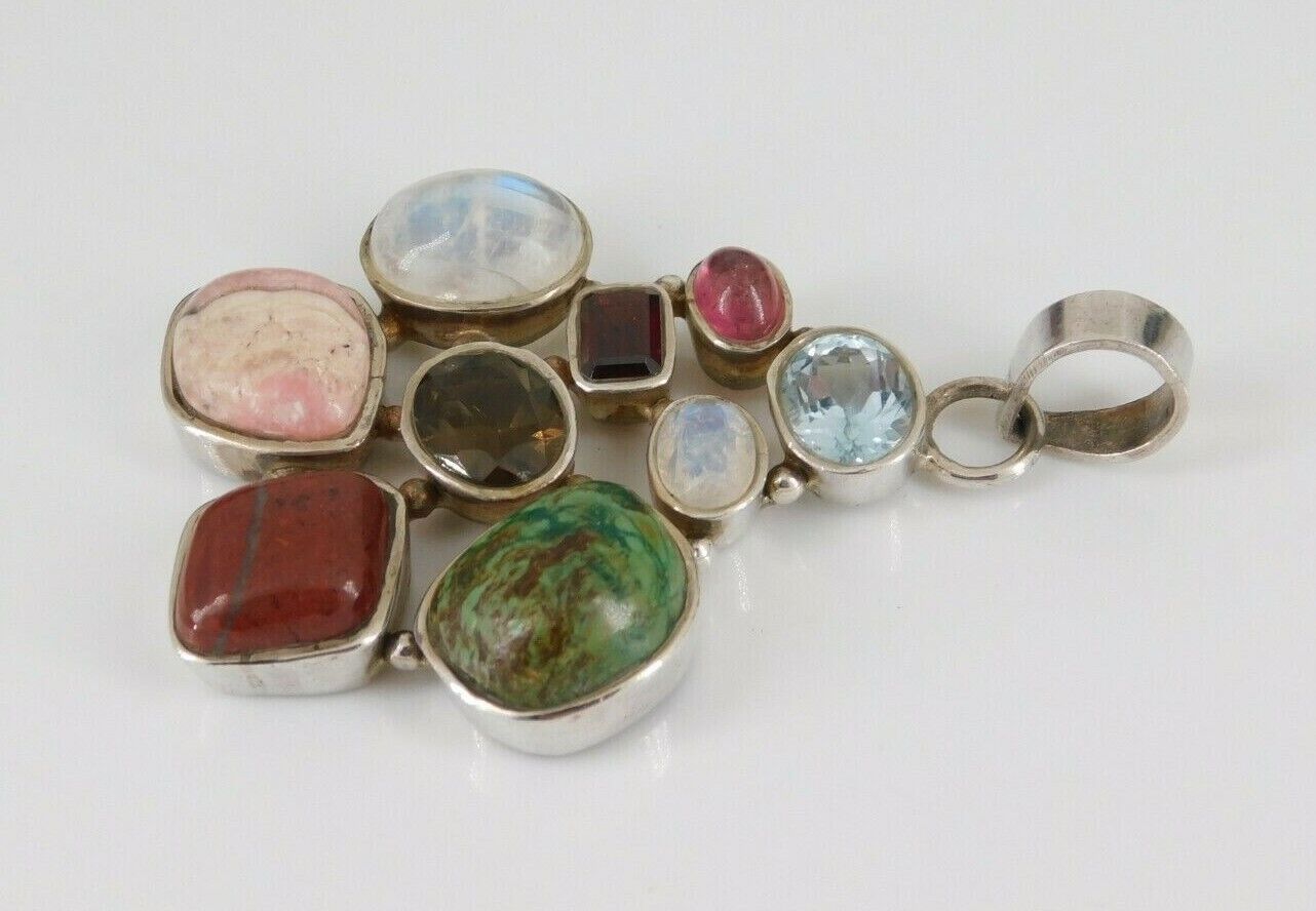 925 Sterling Silver Multi Stone Pendant - image 3