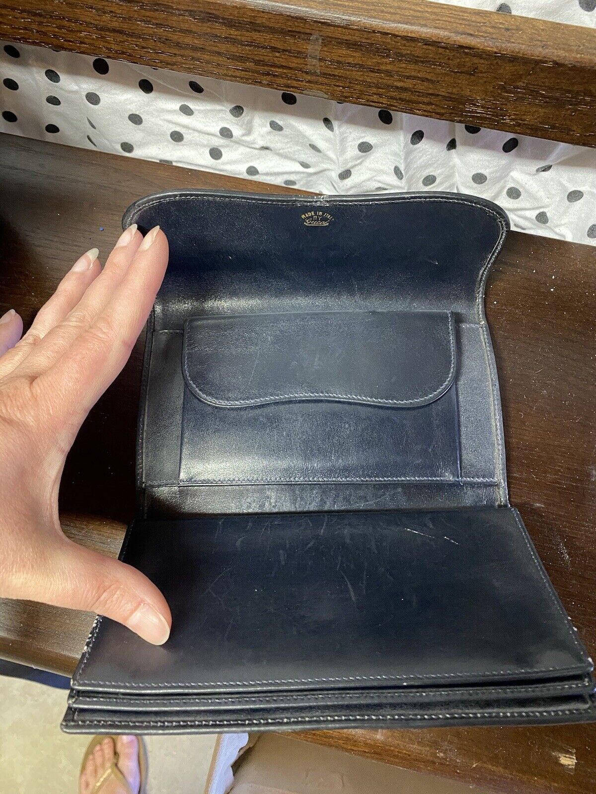 Authentic Vintage Gucci Navy Horsebit Wallet - image 8