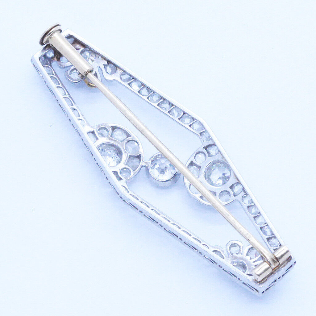 Antique Art Deco Brooch Platinum Gold Diamonds w … - image 3