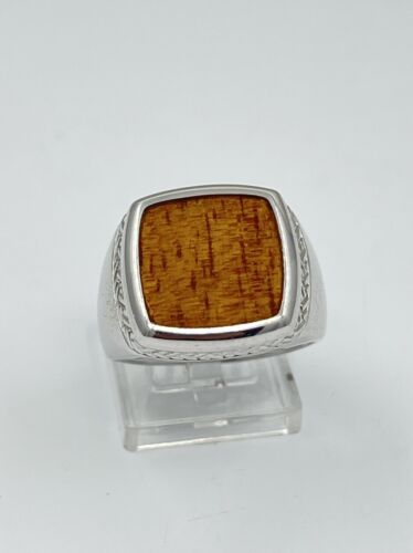 Na Hoku Koa Wood Sterling Silver Men’s Ring Sz 11.