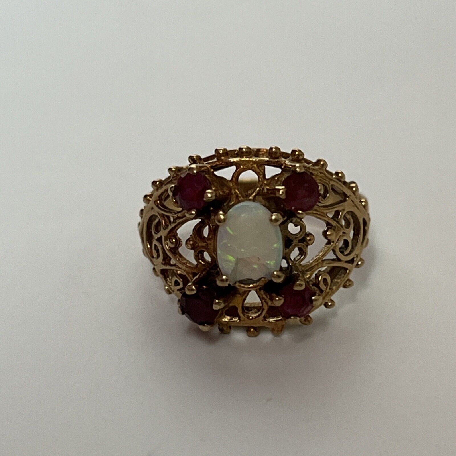 Antique Ruby And Opal Ring 14k Yellow Gold. Victo… - image 3