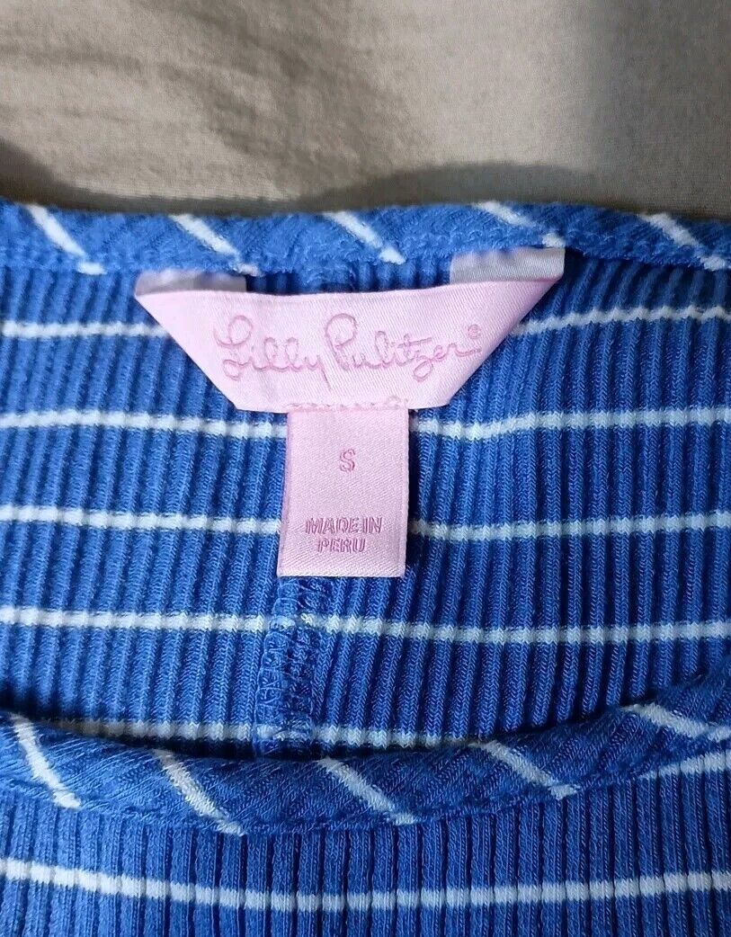 Lilly Pulitzer Marlowe Blue & White Striped Ribbe… - image 6