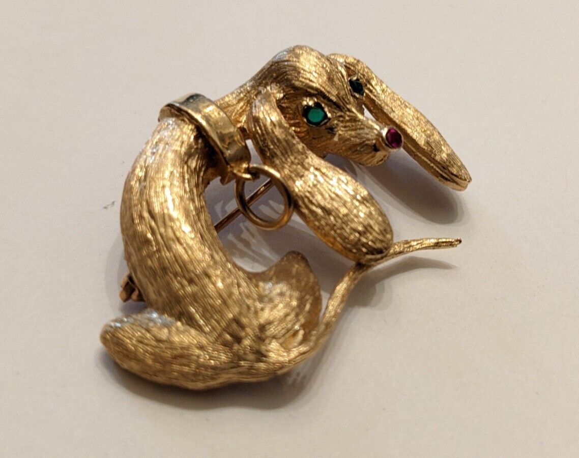 Dachshund 14kt Yellow Gold Brooch - image 4