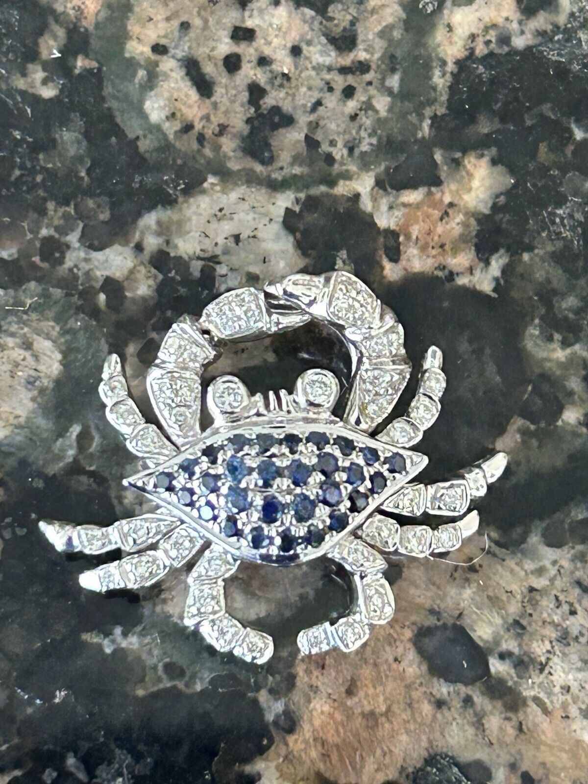 Diamond And Sapphire Crab Pendent - image 1