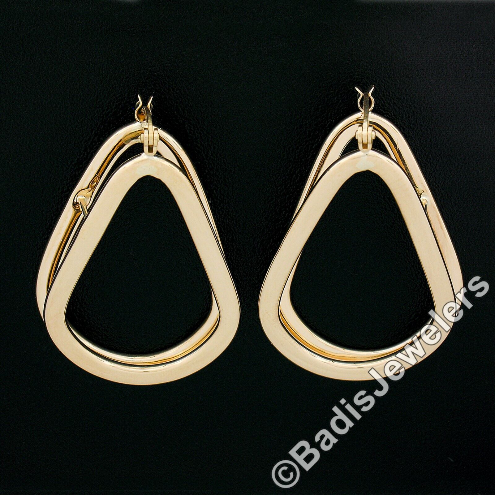 14K Yellow Gold Polished Freeform Off Center 3D O… - image 2