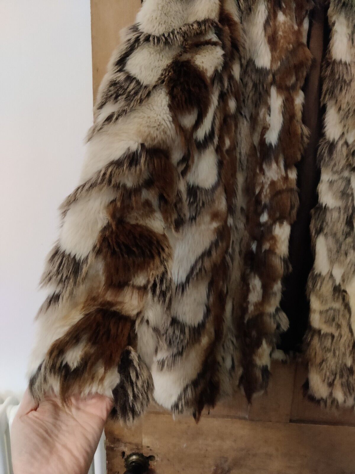 ASOS Faux Fur Shaggy Brown Jacket Coat Size 12 Mi… - image 3