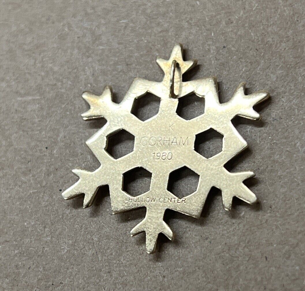 Gorham 14K Yellow Gold Snowflake Pendant 1980 3.4g - image 3