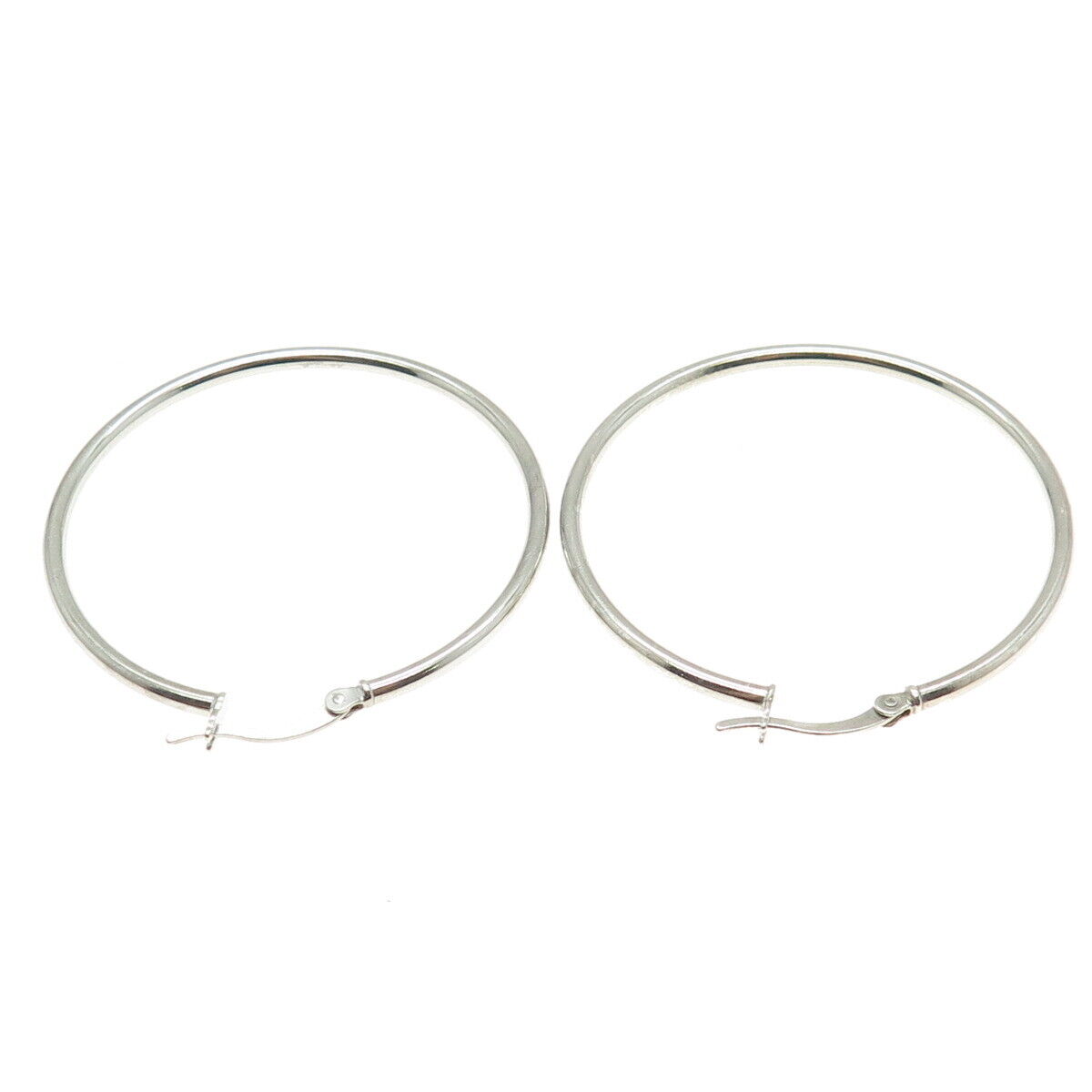 925 Sterling Silver Classic Hinged Hoop Earrings - image 6