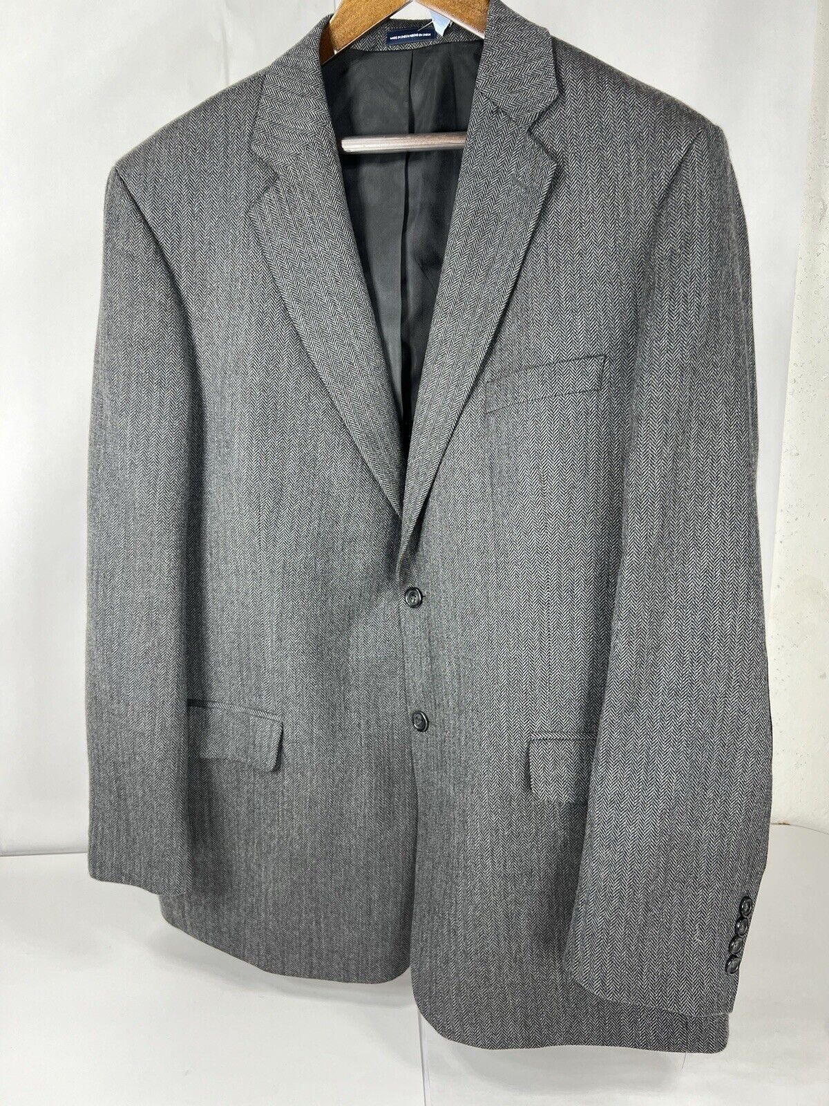 Stafford Men Blazer 100% Wool Herringbone Elbow P… - image 3