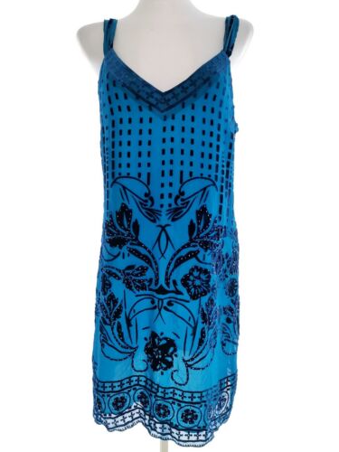 Hale Bob  Size S Blue Knee-Length Shift Dress Silk