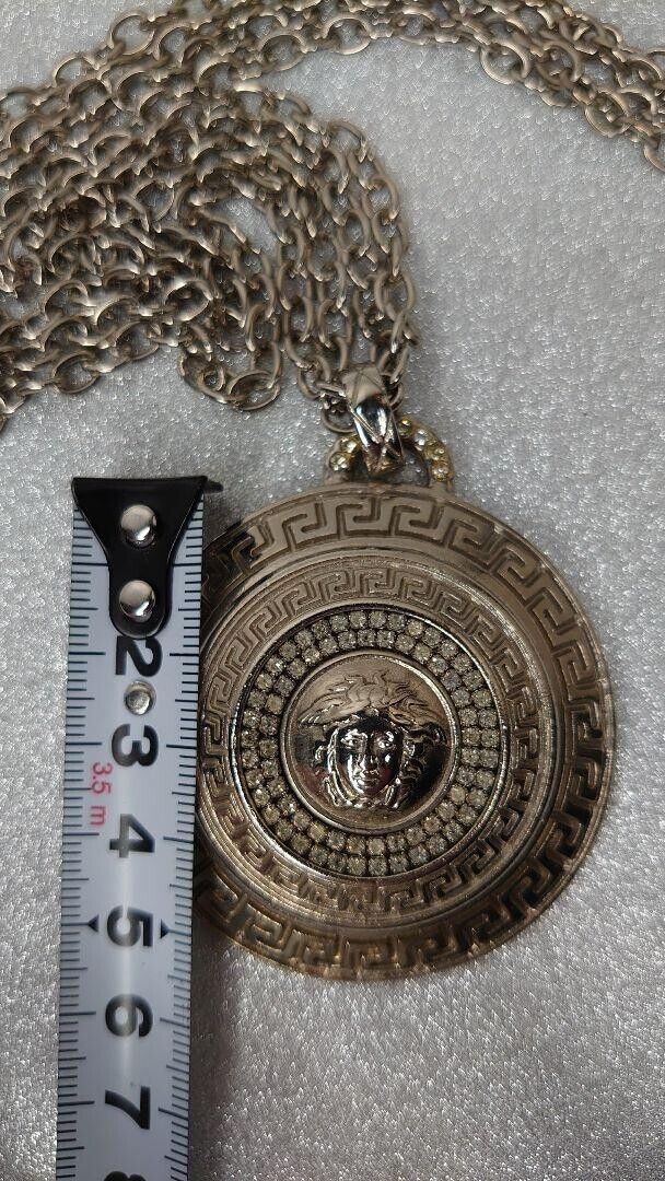 Vintage Versace Stone Round Medusa Silver Tone Ne… - image 9