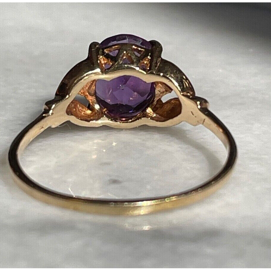 14K YELLOW GOLD  AND AMETHYST RING SIZE 9.75 SKY - image 5