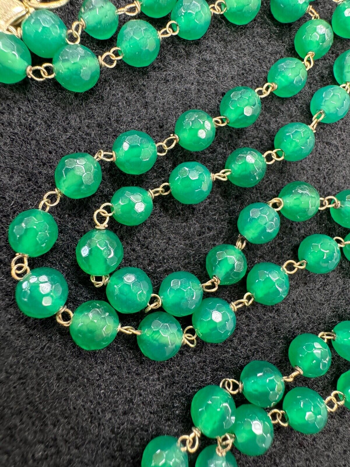 Technibond 23" Rose Cut Jade Necklace on  Gold Pl… - image 3