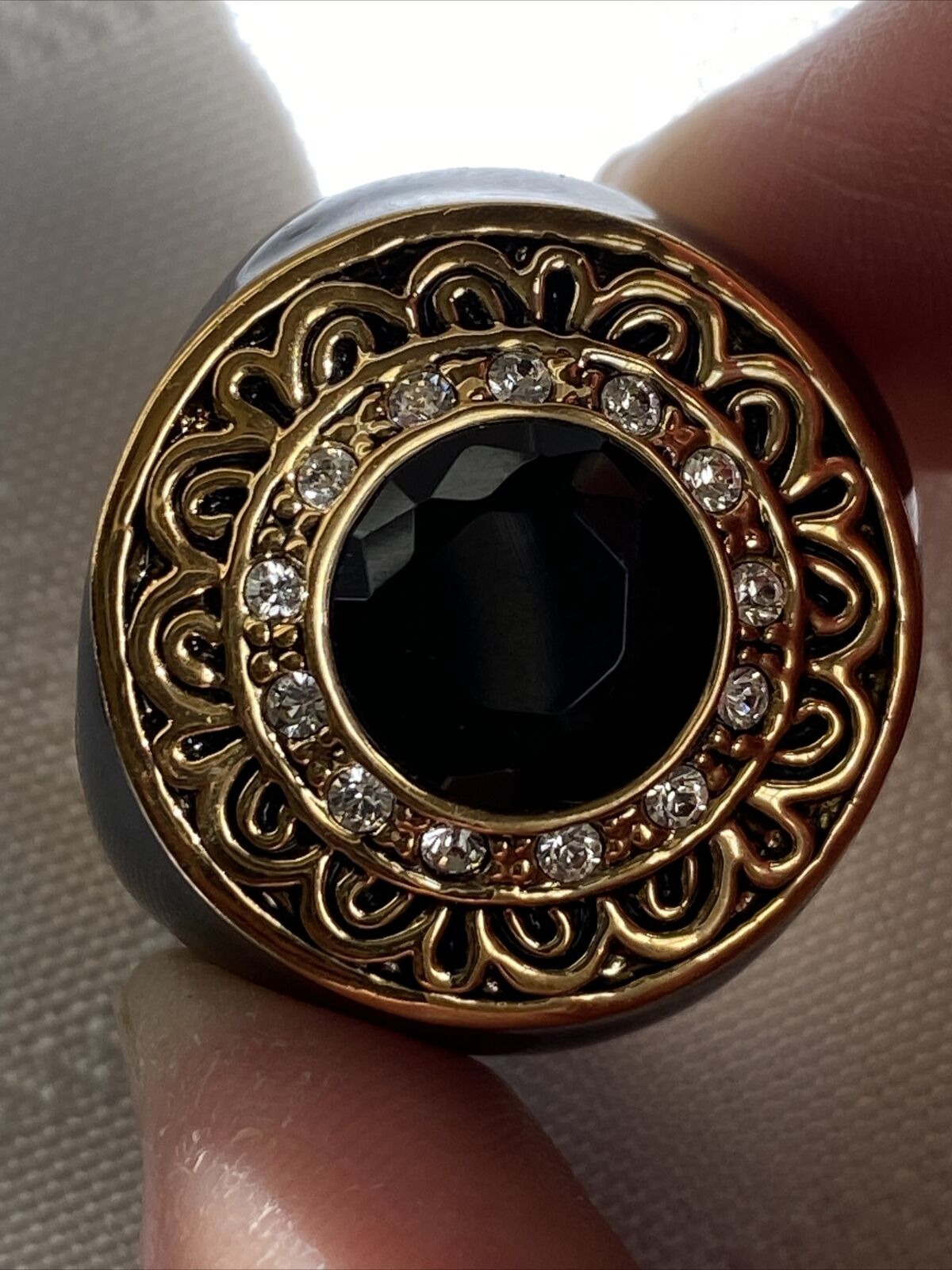 Lia Sophia Kiam Family Jenny Ring Size 9 Black En… - image 9