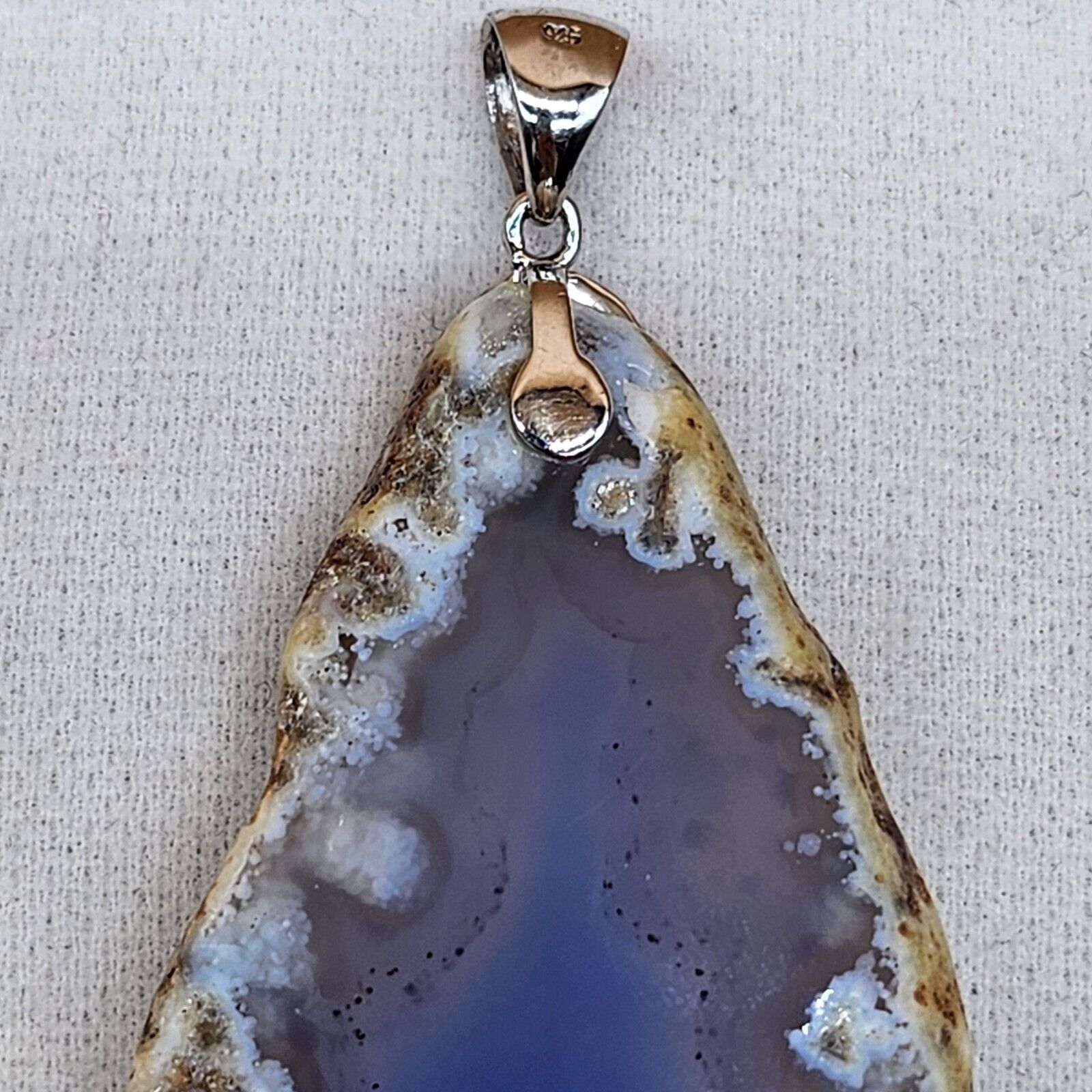 Sterling Silver 925 Ocean Blue/Lavender Agate Sli… - image 13