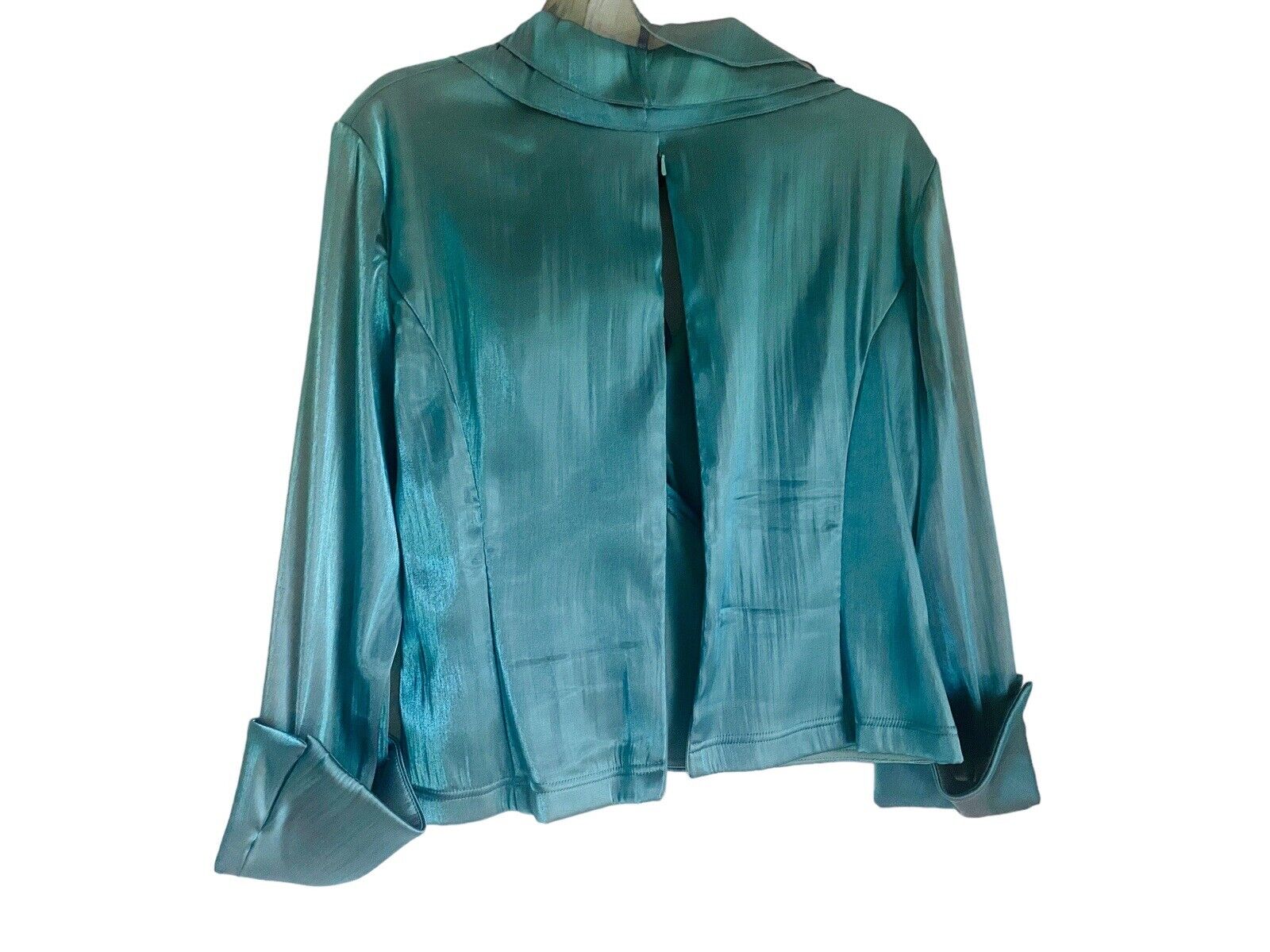 Vintage Cachet Blouse Size 10 Teal Color Faux Wra… - image 3