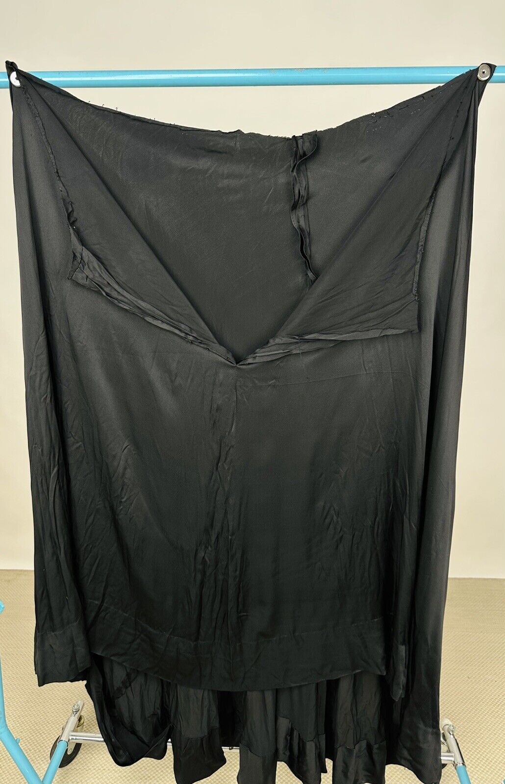 Antique Victorian 1890s Black Mourning Silk Skirt… - image 8