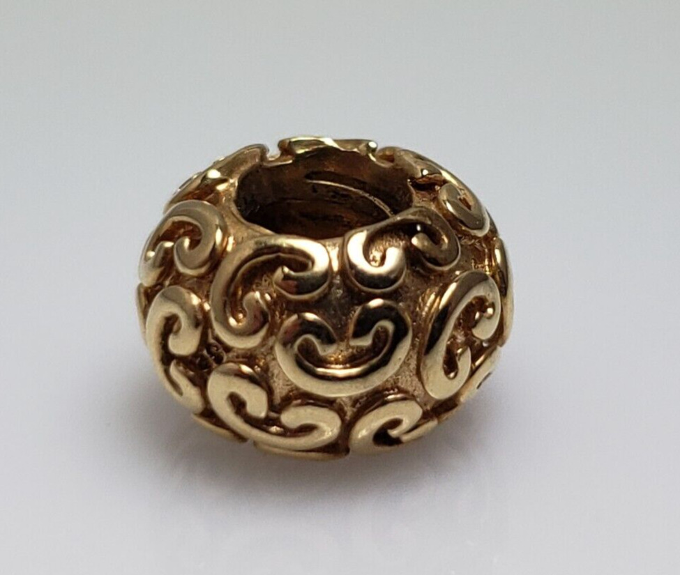 Pandora 14k Yellow Gold Feeling Groovy Smile Bead… - image 1