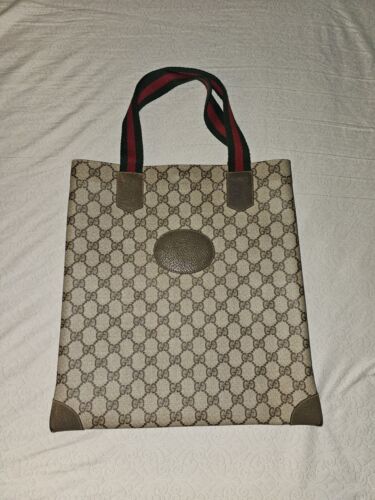 Vintage Authentic Gucci GG Plus Web Tote Serial #… - image 1