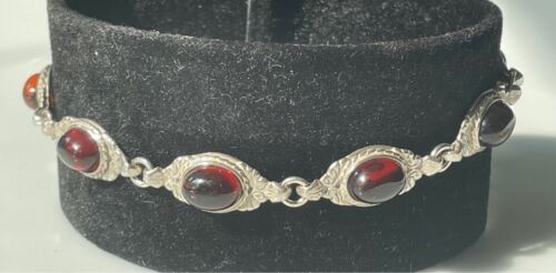 925 STERLING SILVER AND CHERRY AMBER TENNIS BRACE… - image 1