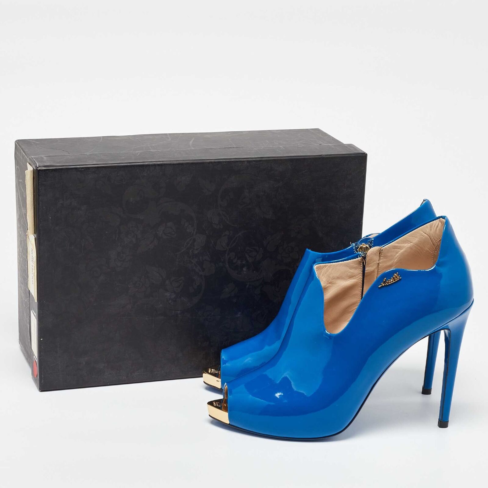 Loriblu Blue Patent Leather Peep Toe Pumps 39 - image 9