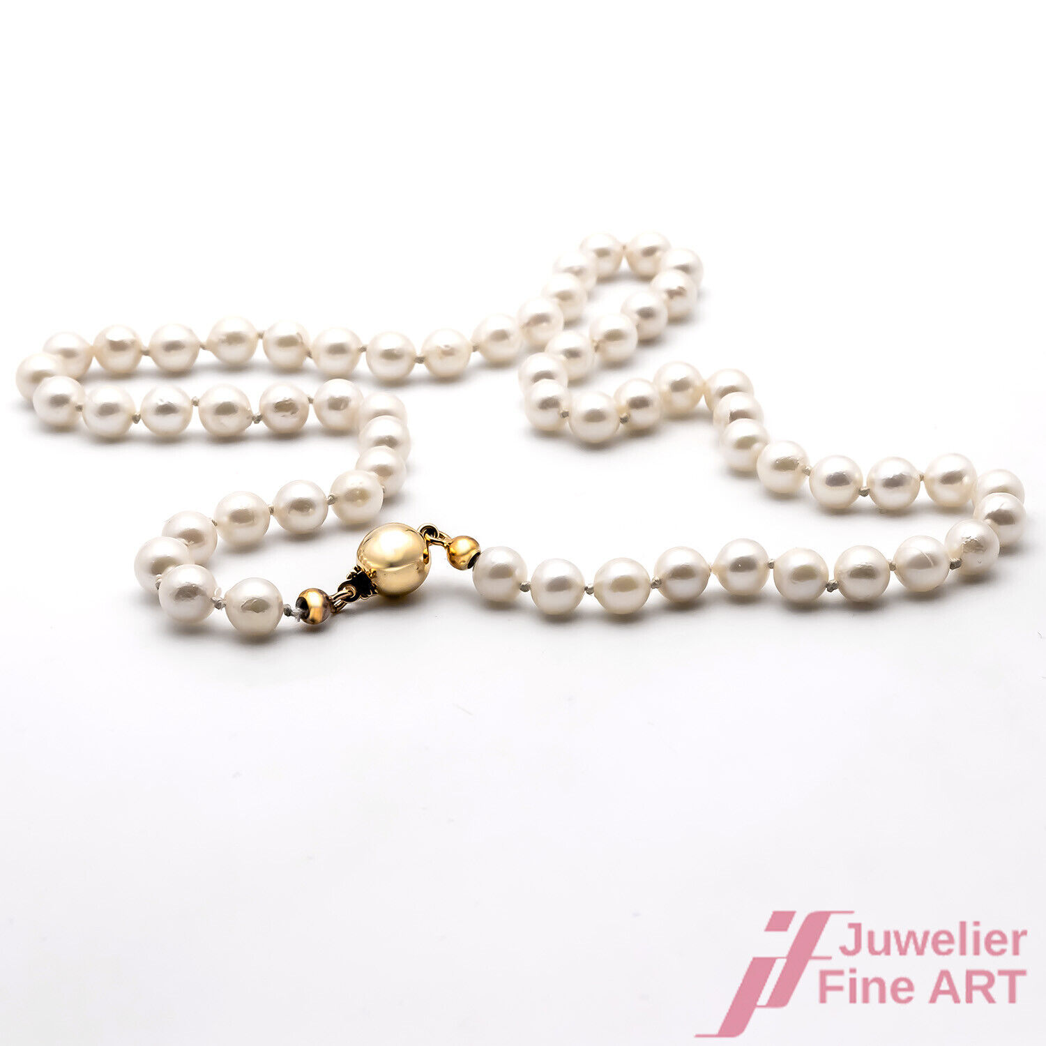 Necklace Pearl Necklace Akoya Pearls 585/14K Yell… - image 2