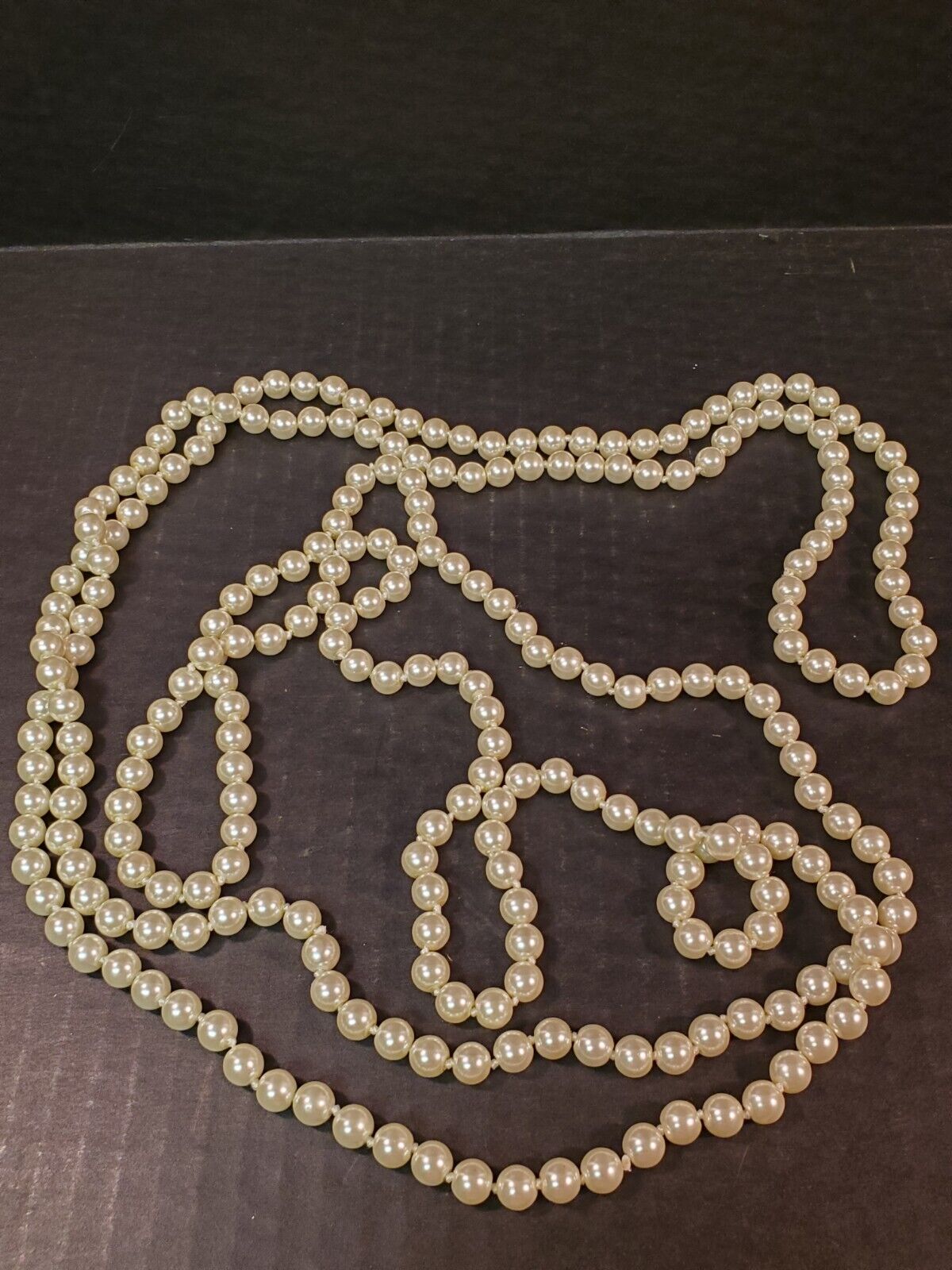 50 inch Faux Pearl Flapper Style Necklace VTG - image 5