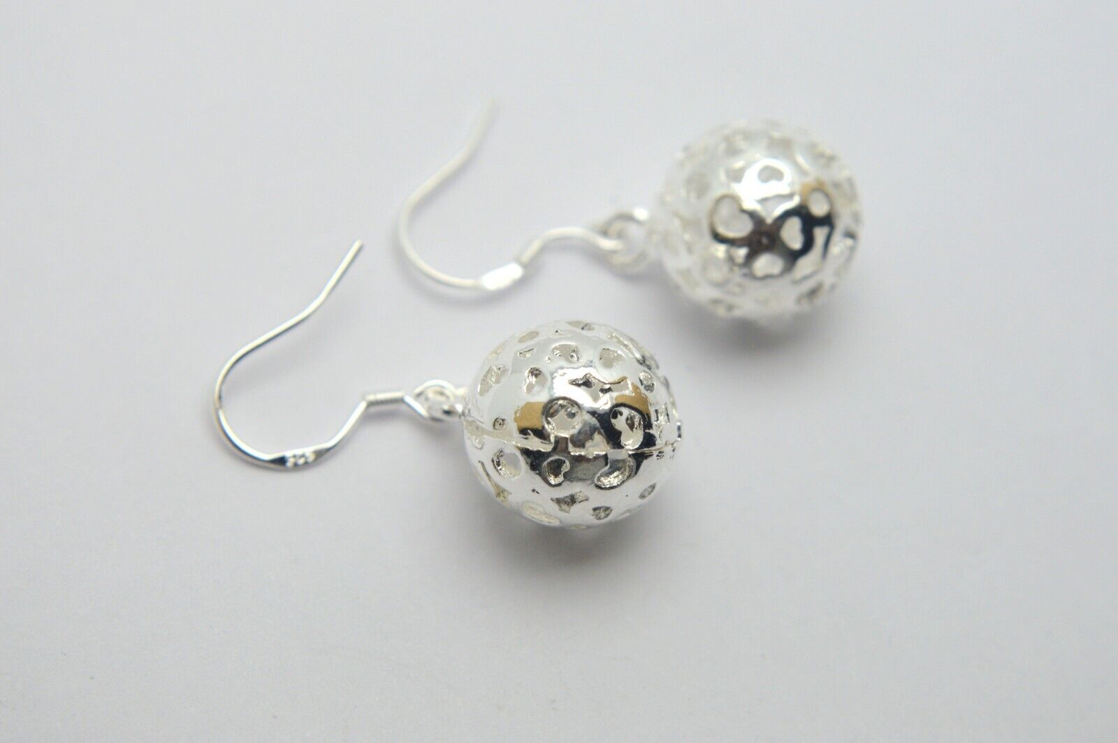 DESIGNER 925 STERLING SILVER ROUND BALL EARRINGS - image 2