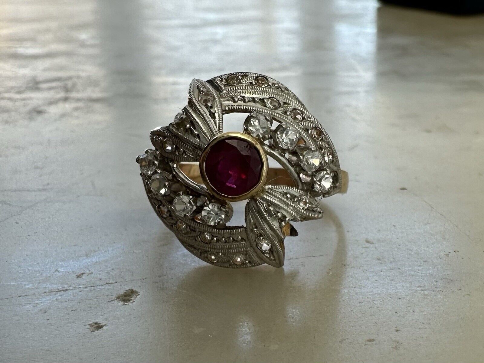 14K Yellow Gold Ruby and Diamond Ring - image 4