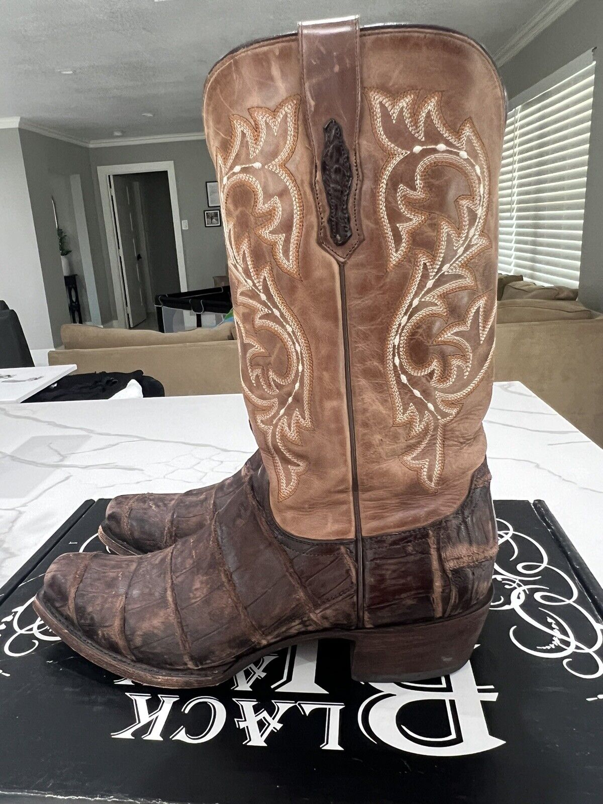 Lucchese Giant alligator burke boots chocolate br… - image 2