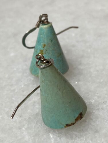 925 Sterling Silver Natural Turquoise Dangle Earr… - image 1