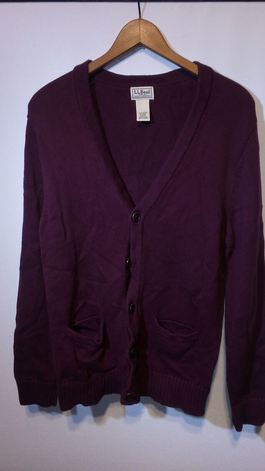 Vintage LL Bean Cardigan Sweater Mens Sz Med Maro… - image 1