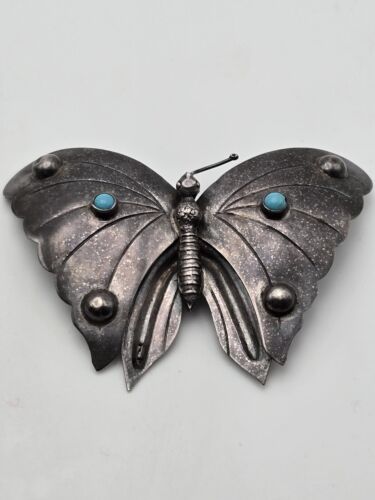 Stunning antique vtg. Mexico sterling 925 turquoi… - image 1