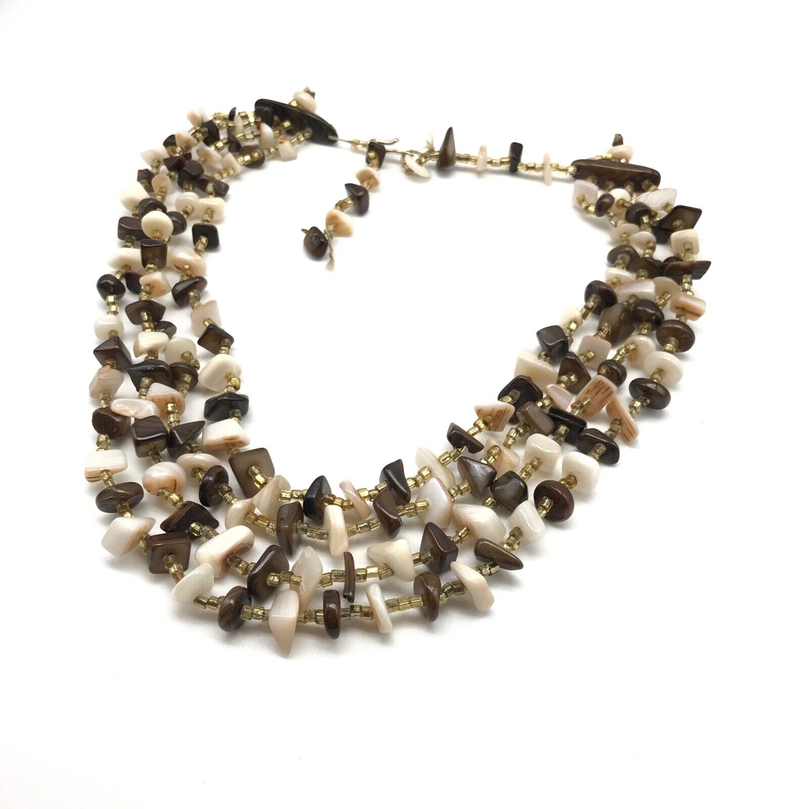 Vintage Mother Of Pearl Nugget Beaded Four Strand… - image 4