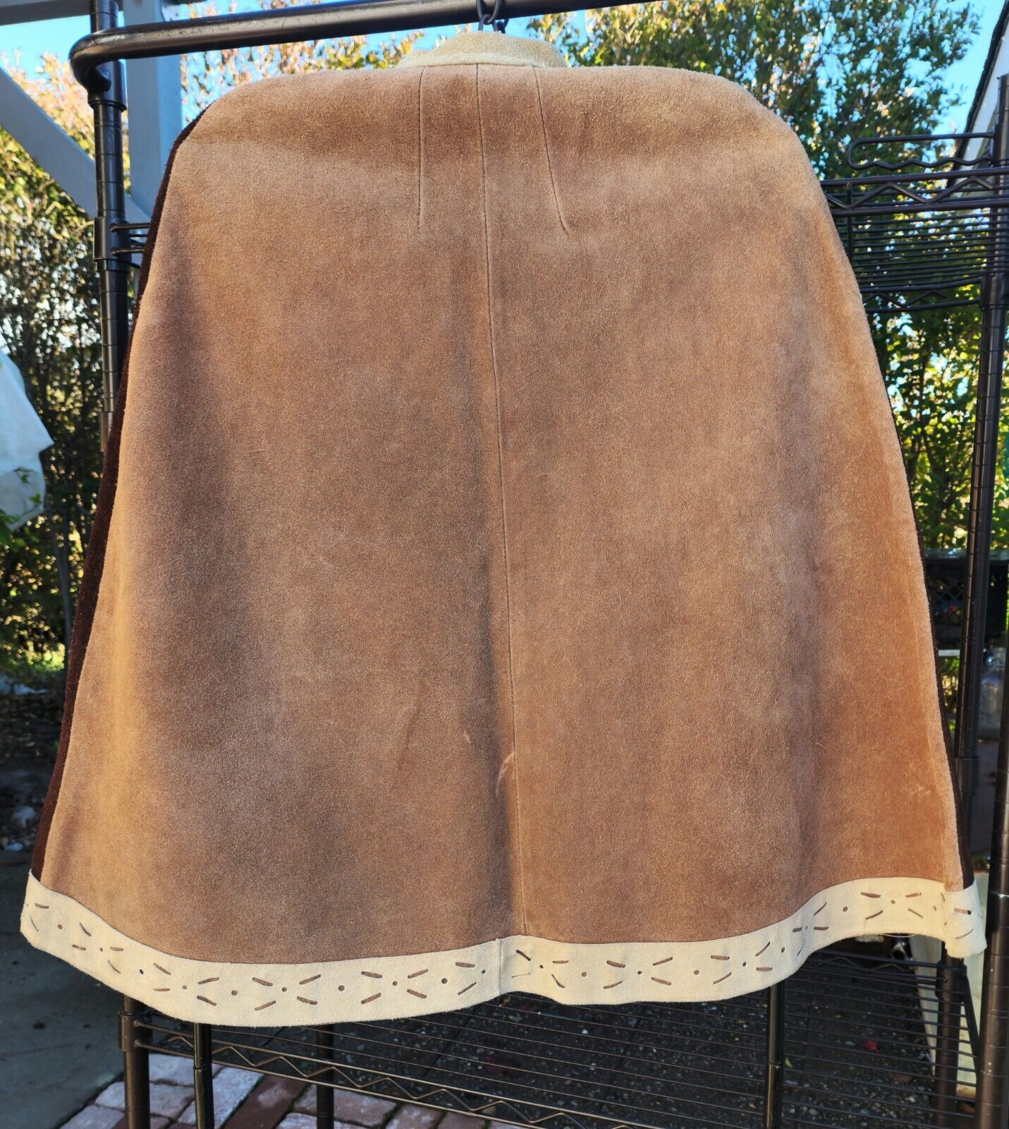 Vintage Suede Cape Brown 3 Tone Zip-Up w/Cutout D… - image 3