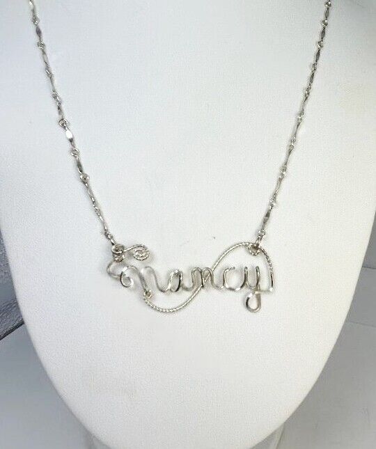 Sterling Silver Nancy Wire Written Necklace 18" L… - image 3