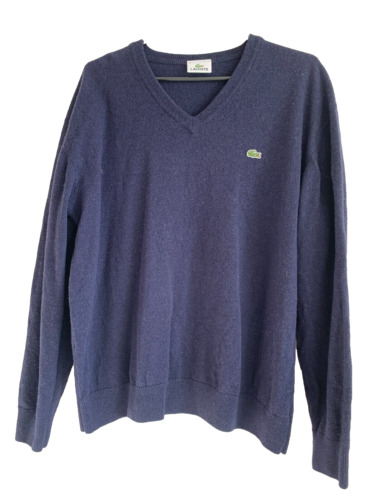 Lacoste New Wool Dark Blue Long Sleeve V-Neck Swe… - image 1