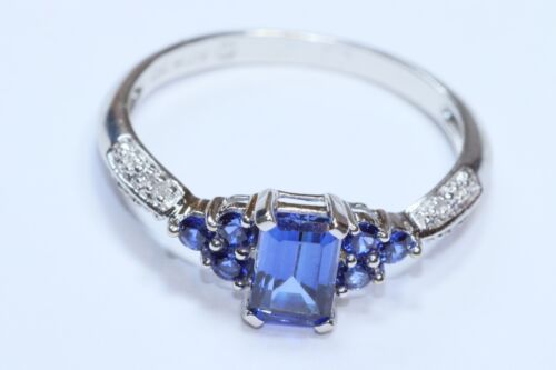 Sapphire 10k White Gold Engagement Ring - image 1