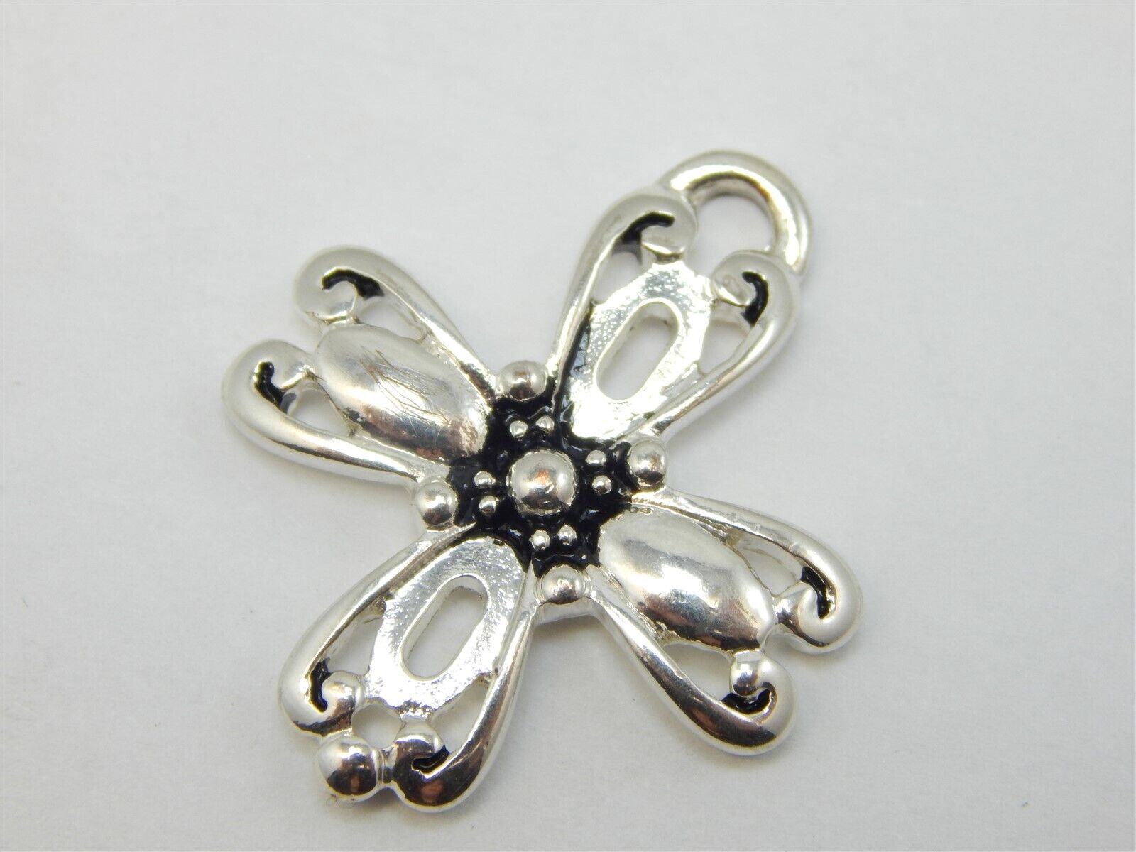 STERLING SILVER 925 DESIGNER BEAD CENTER CROSS PE… - image 3