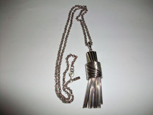 VTG 70's MONET ASYMETRIC SILVER TONE TASSEL BARS … - image 1