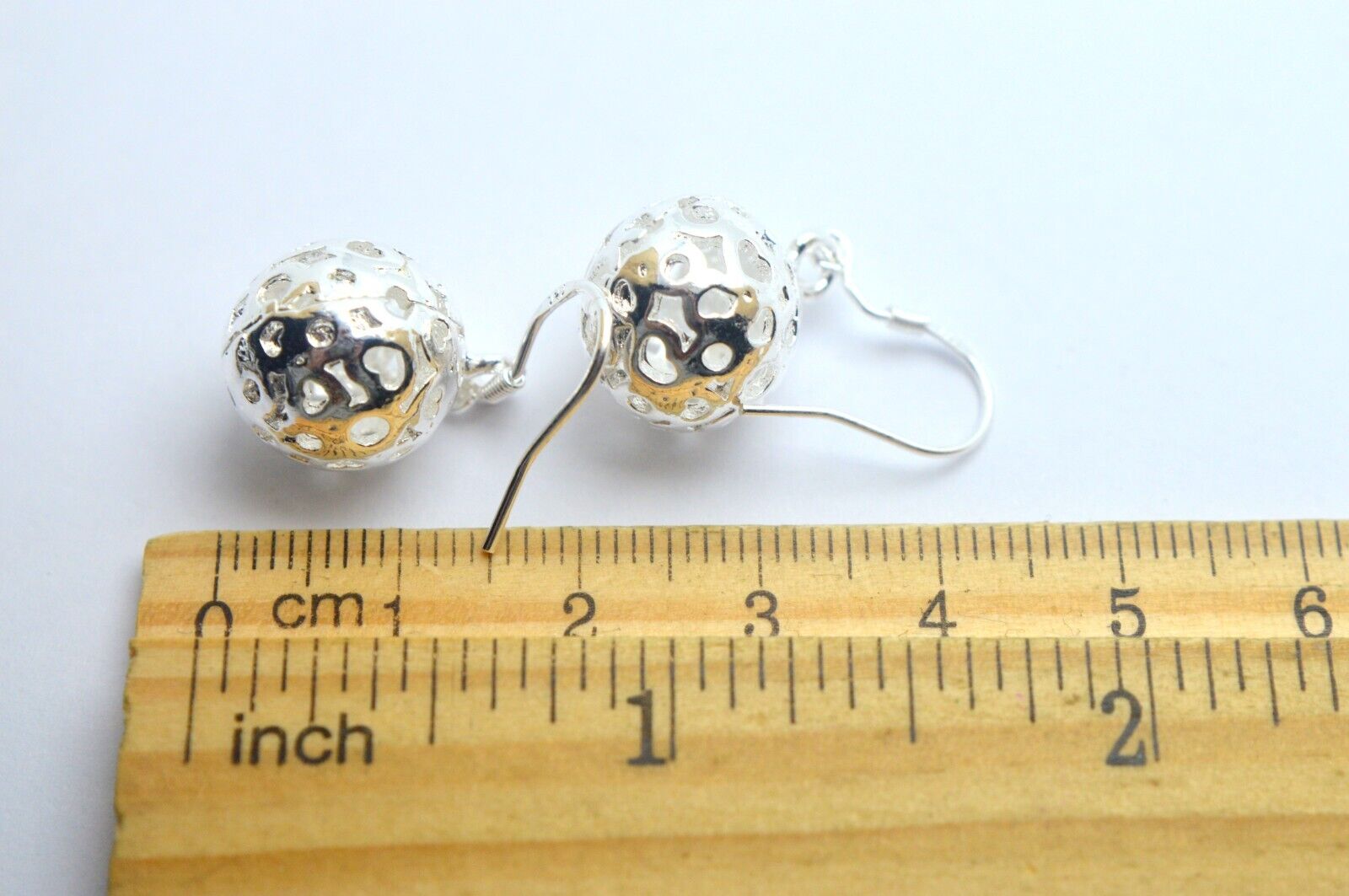 DESIGNER 925 STERLING SILVER ROUND BALL EARRINGS - image 6