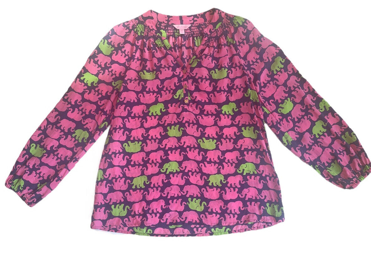 Lilly Pulitzer Silk Blouse Kissy Pink Tusk in Sun… - image 2