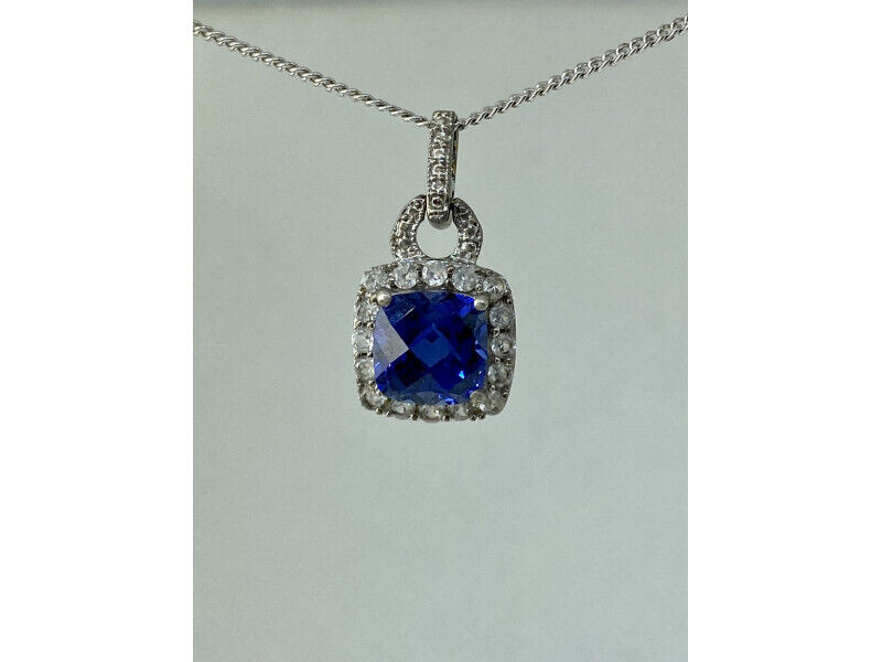 925 STERLING SILVER BLUE & WHITE SAPPHIRES CHAIN … - image 4