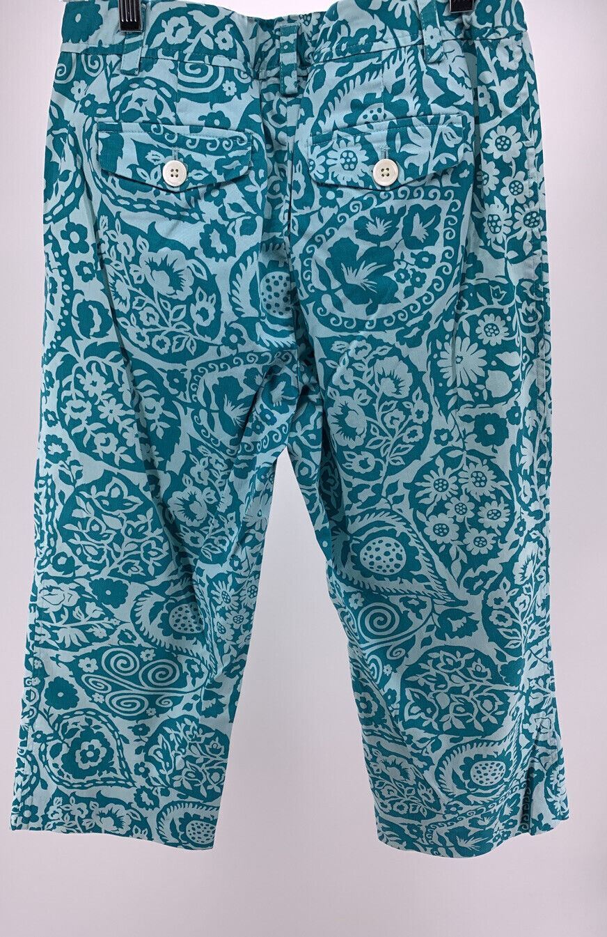 Ann Taylor Aqua Blue Patterned Capri Pants Size 2 - image 8