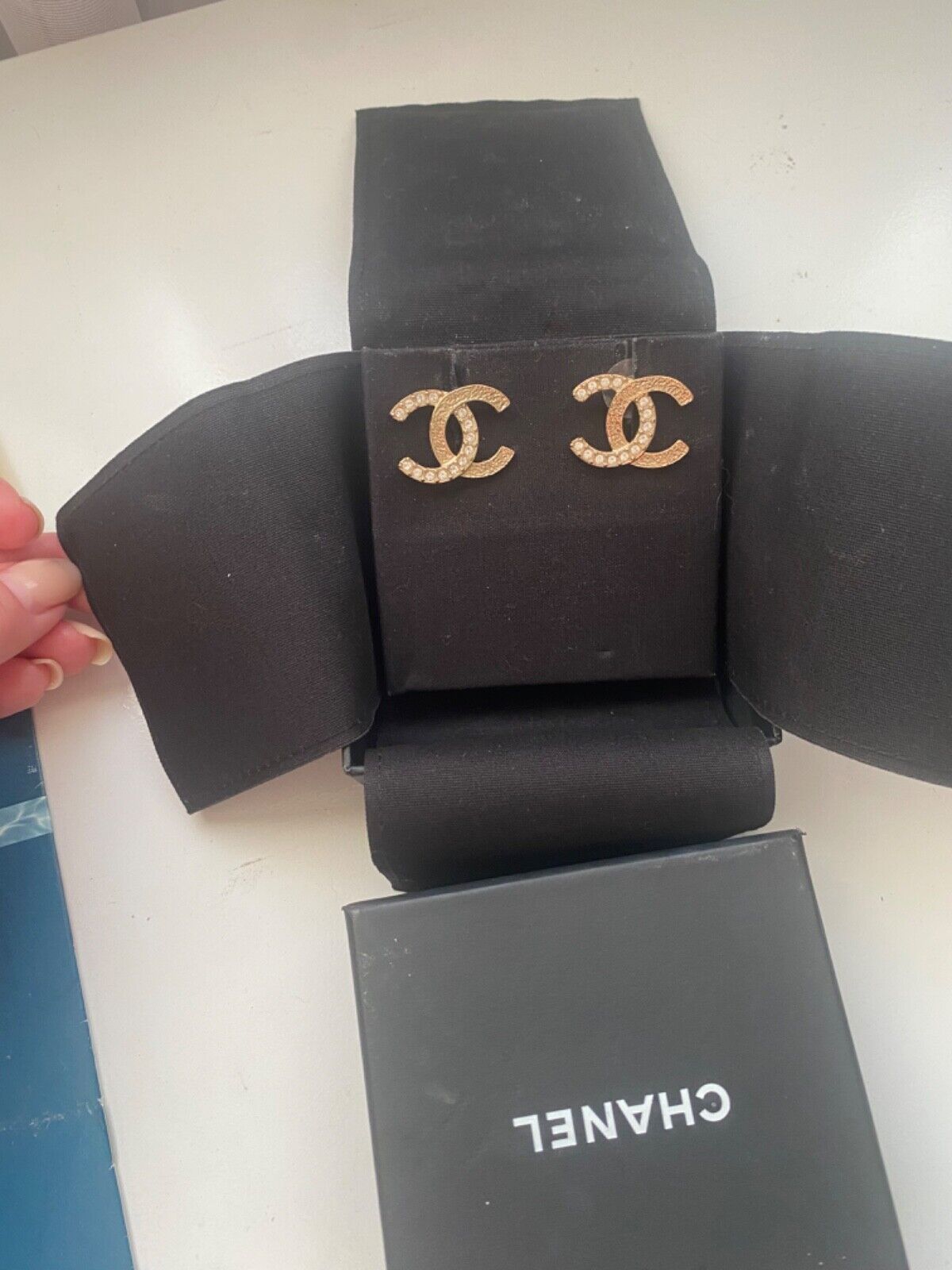 Authentic Chanel  CC Logos Gold Tone Stud Earrings - image 1