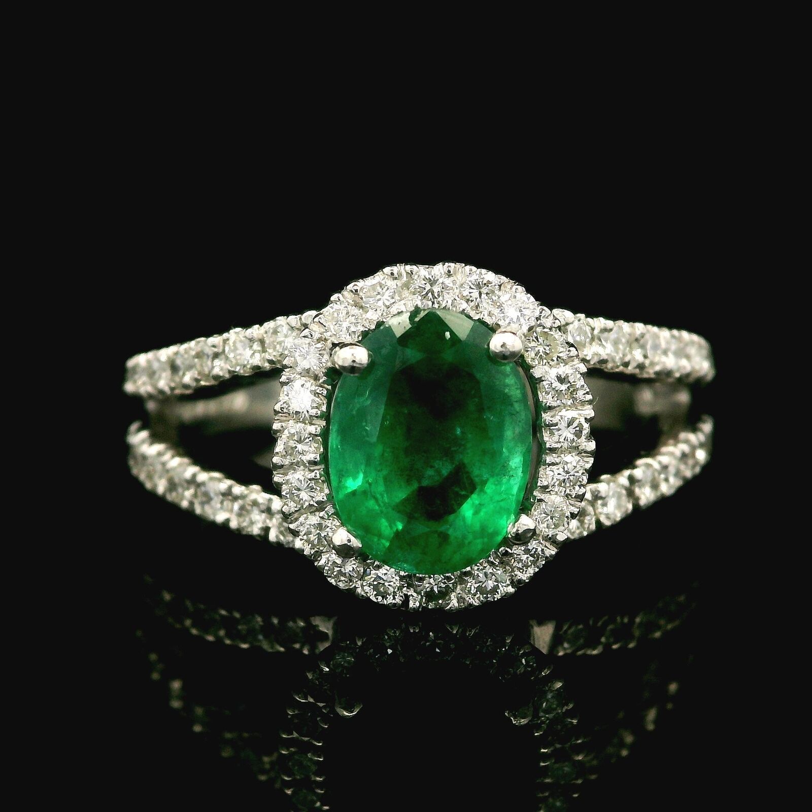 Elegant 18k White Gold 1.81ctw Oval Emerald & Dia… - image 8