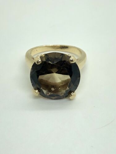 Antique Estate 14k Yellow Gold Large Smoky Quartz 