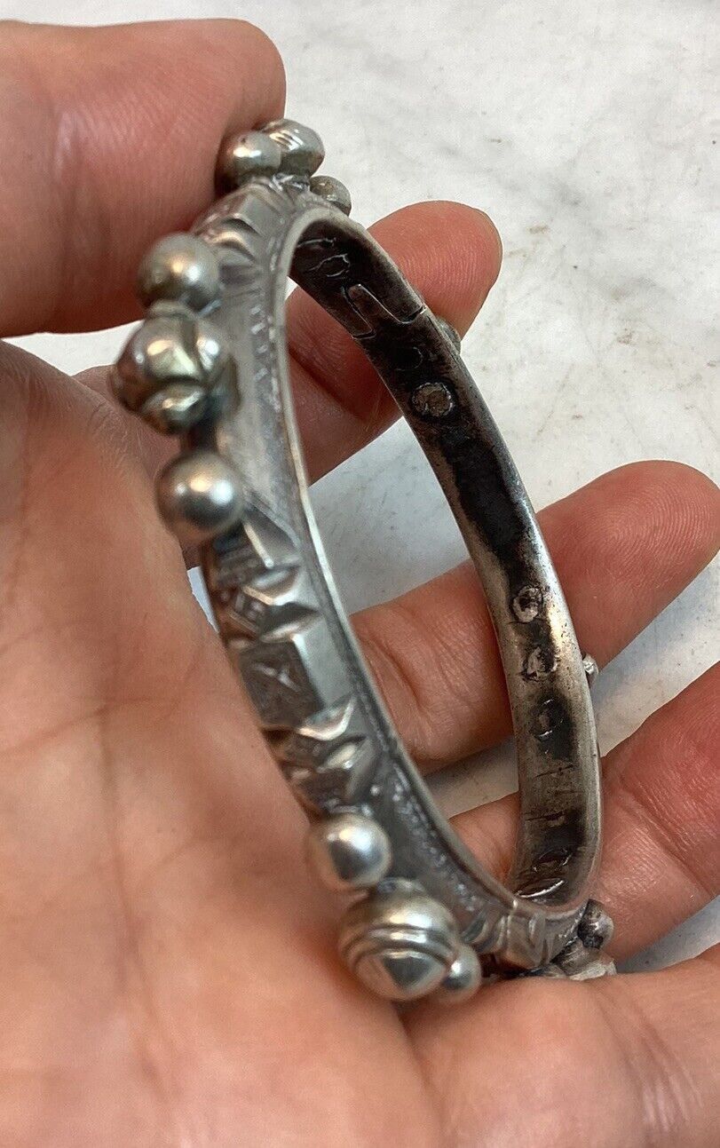 Antique Vintage Morocco Silver Mizam Bangle Brace… - image 19