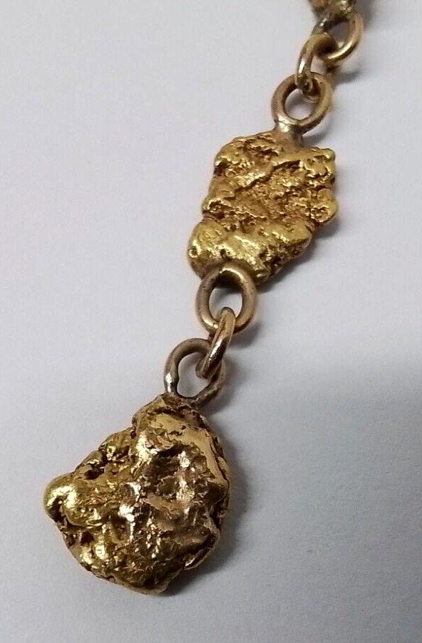 14K Yellow Gold Tested 20K-22K Gold Nugget Chain … - image 4