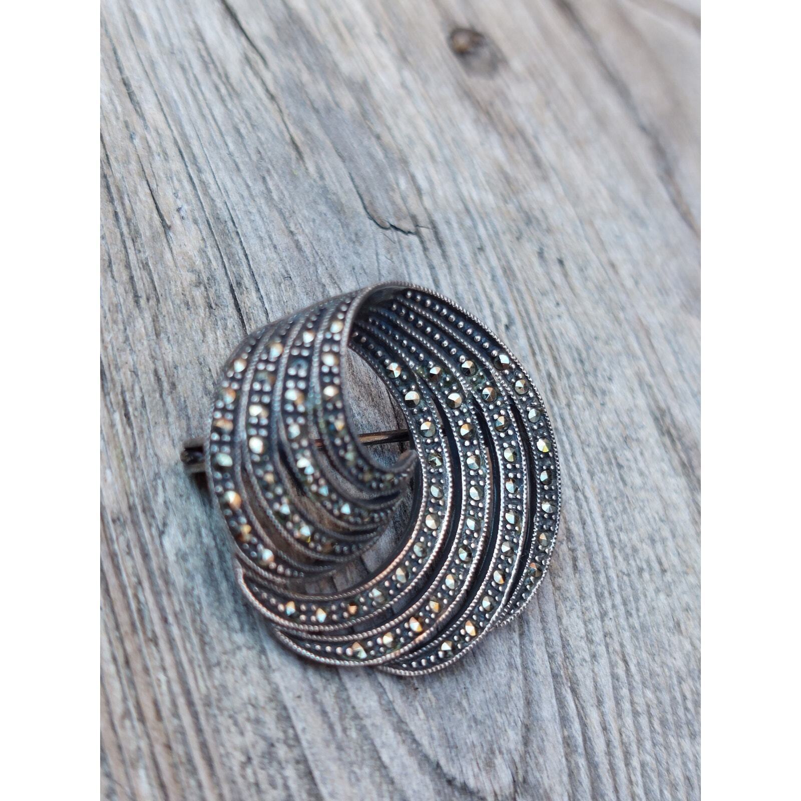 1980's Vintage Sterling Silver Marcasite/Pyrite S… - image 3